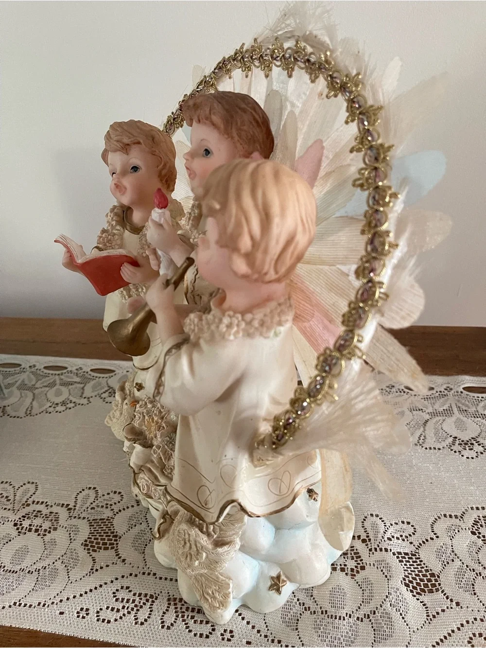 Eleco Fiber Optic Angel Figurine lights up and plays music 20th century